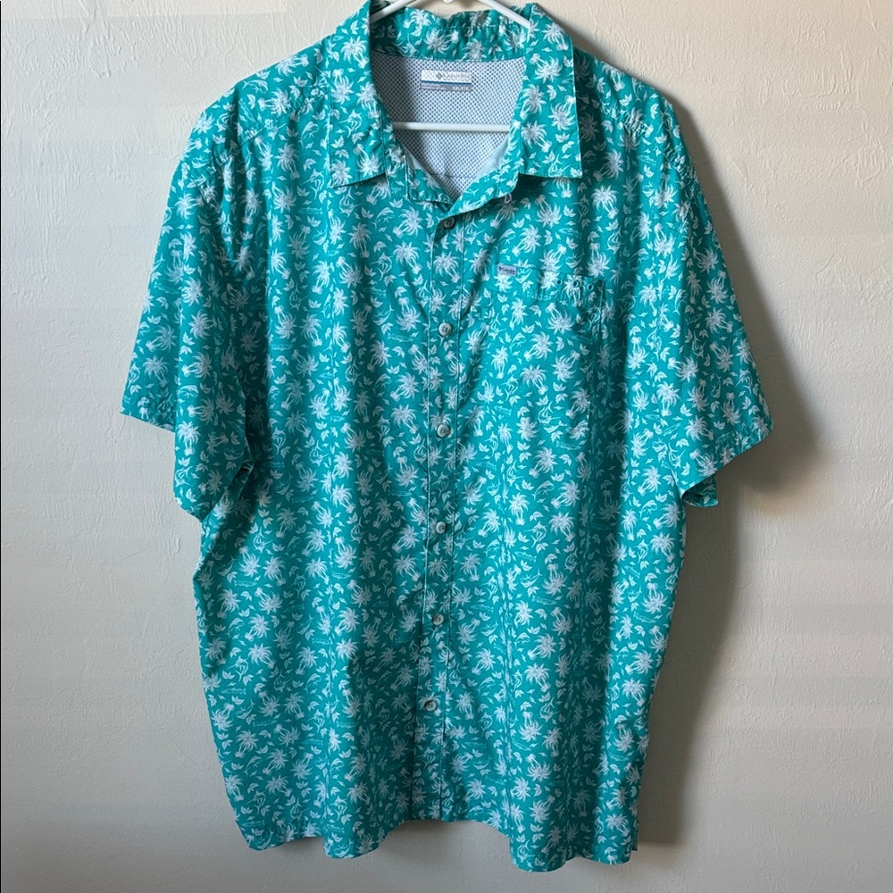 Men's Teal Floral Button Down Shirt